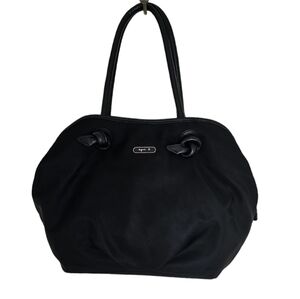 Agnes b. Voyage black nylon with the leather detailing Hobo bag medium size.